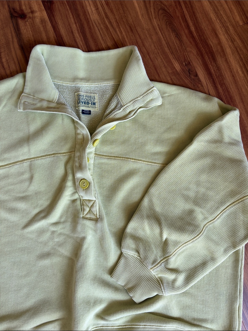 American Eagle Outfitters Light Lime Green Quarter-Zip Pullover